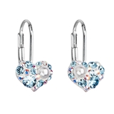 Strieborné náušnice visiace s krištáľmi Swarovski modré srdce 31125.9