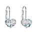 Strieborné náušnice visiace s krištáľmi Swarovski modré srdce 31125.9