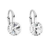 Strieborné náušnice visiace s krištáľmi Swarovski biele okrúhle 31229.1