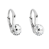 Strieborné náušnice visiace s krištáľmi Swarovski biele okrúhle 31230.1