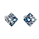 Strieborné náušnice kôstka s krištáľmi Swarovski modrý kosoštvorec 31169.3 blue style