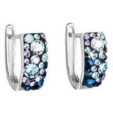 Strieborné náušnice visiace s krištáľmi Swarovski modrý polkruh 31123.3 blue style