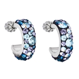 Strieborné náušnice kruhy s krištáľmi Swarovski modrý polkruh 31118.3 blue style
