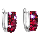 Strieborné náušnice visiace s krištáľmi Swarovski červený polkruh 31123.3 cherry