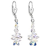 Strieborné náušnice visiace s krištáľmi Swarovski AB efekt strapec 31245.2