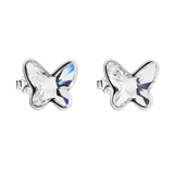Strieborné náušnice kôstka s krištáľmi Swarovski biely motýľ 31251.1
