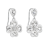 Strieborné náušnice visiace s krištáľmi Swarovski biela kytička 31262.1
