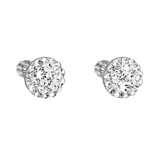 Strieborné náušnice kôstky s krištálmi Swarovski biele okrúhle 31336.1
