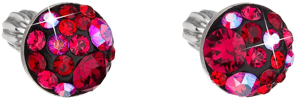 Strieborné náušnice kôstky s krištálmi Swarovski červenej okrúhle 31336.3 cherry