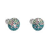 Strieborné náušnice kôstky s krištálmi Swarovski mix farieb okrúhle 31336.3 magic indicolite