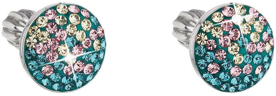 Strieborné náušnice kôstky s krištálmi Swarovski mix farieb okrúhle 31336.3 magic indicolite