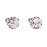 Strieborné náušnice kôstky s krištálmi Swarovski ružové okrúhle 31336.3 magic rose
