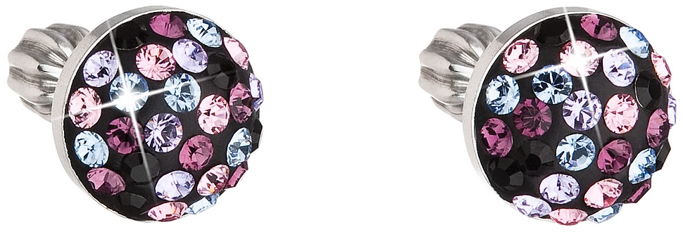 Strieborné náušnice kôstky s krištálmi Swarovski mix farieb okrúhle 31336.3 magic violet