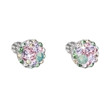 Strieborné náušnice kôstky s krištálmi Swarovski mix farieb okrúhle 31336.3 sakura