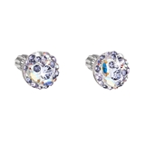 Strieborné náušnice kôstky s krištálmi Swarovski fialové okrúhle 31336.3 violet