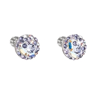 Strieborné náušnice kôstky s krištálmi Swarovski fialové okrúhle 31336.3 violet