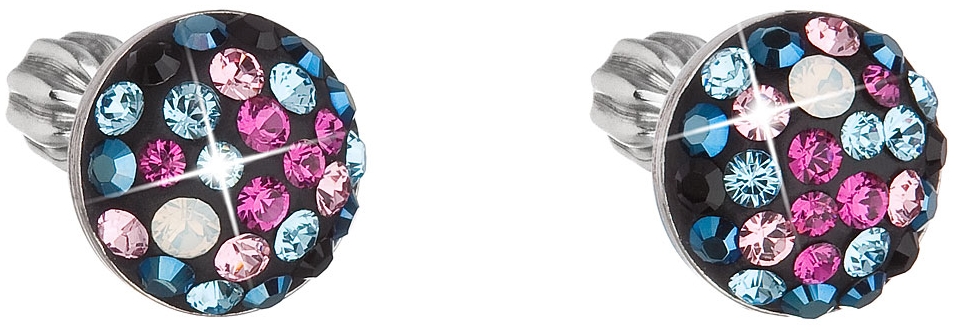 Strieborné náušnice kôstky s krištálmi Swarovski mix farieb okrúhle 31336.4 galaxy