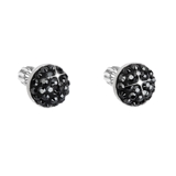 Strieborné náušnice kôstky s krištálmi Swarovski čierne okrúhle 31336.5 hematite