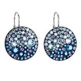 Strieborné náušnice visiace s krištálmi Swarovski modré okrúhle 31161.3 blue style