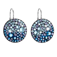 Strieborné náušnice visiace s krištálmi Swarovski modré okrúhle 31161.3 blue style