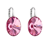 Strieborné náušnice visiace s krištálmi Swarovski ružový ovál 31275.3