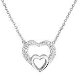 Strieborný náhrdelník s krištáľmi Swarovski biele srdce 32032.1