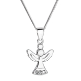 Strieborný náhrdelník anjel so Swarovski kryštálmi biely 32078.1