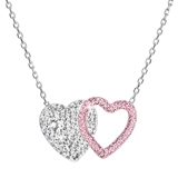 Strieborný náhrdelník dvojité srdce so Swarovski kryštálmi 32079.3 ružové