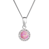 Náhrdelník so syntetickým opálom a kryštálmi Preciosa ružový okrúhly 32083.1 lt.rose