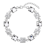 Strieborný náramok so Swarovski krištálmi biely 33047.1