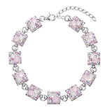 Strieborný náramok so Swarovski krištáľmi ružový 33047.3