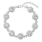 Strieborný náramok so Swarovski krištáľmi biely 33048.1