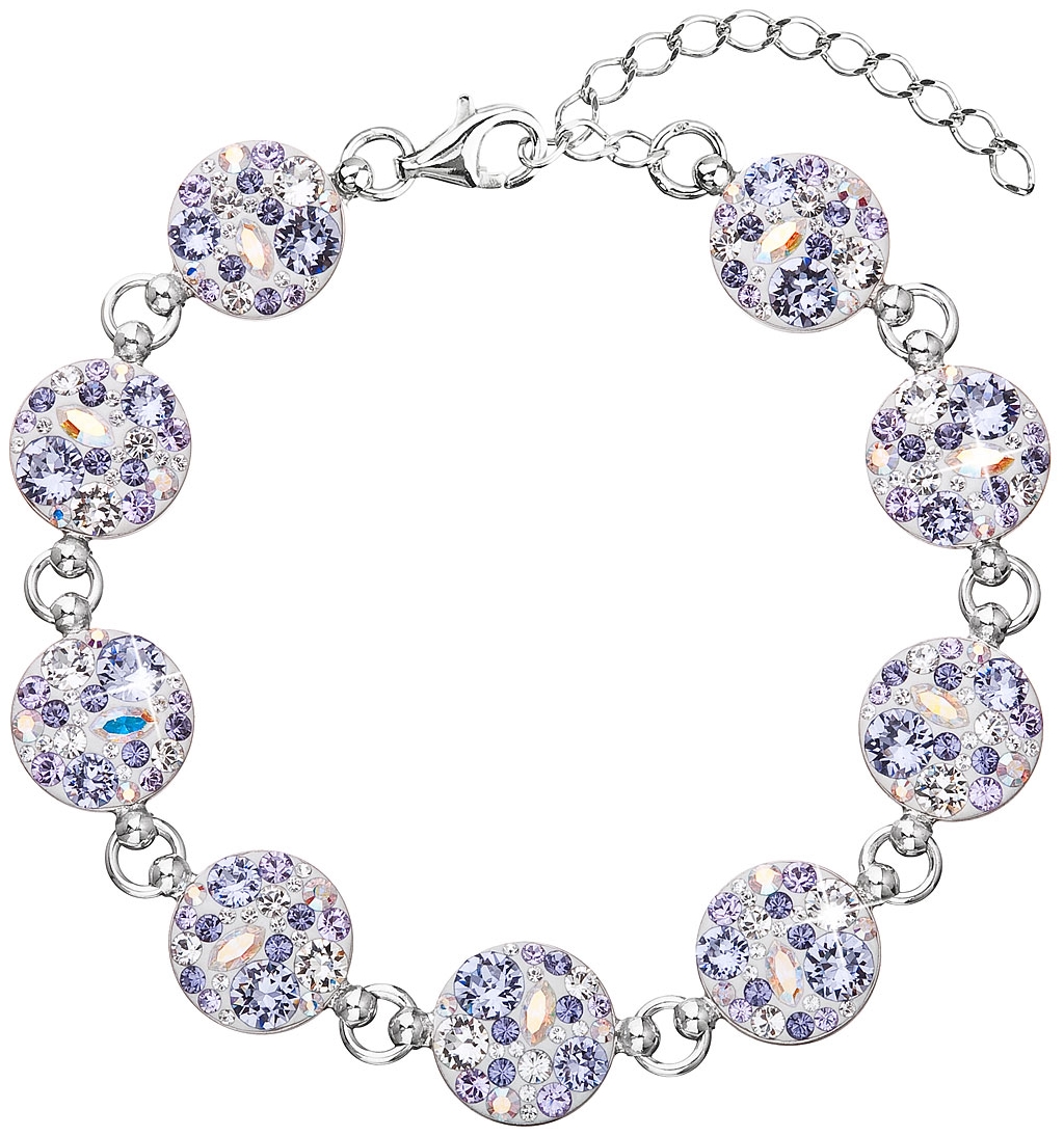 Strieborný náramok so Swarovski krištáľmi fialový 33048.3