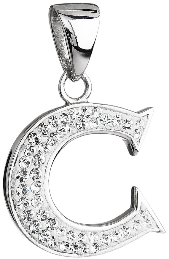 Strieborný prívesok s krištáľmi Swarovski biele písmeno C 34102.1
