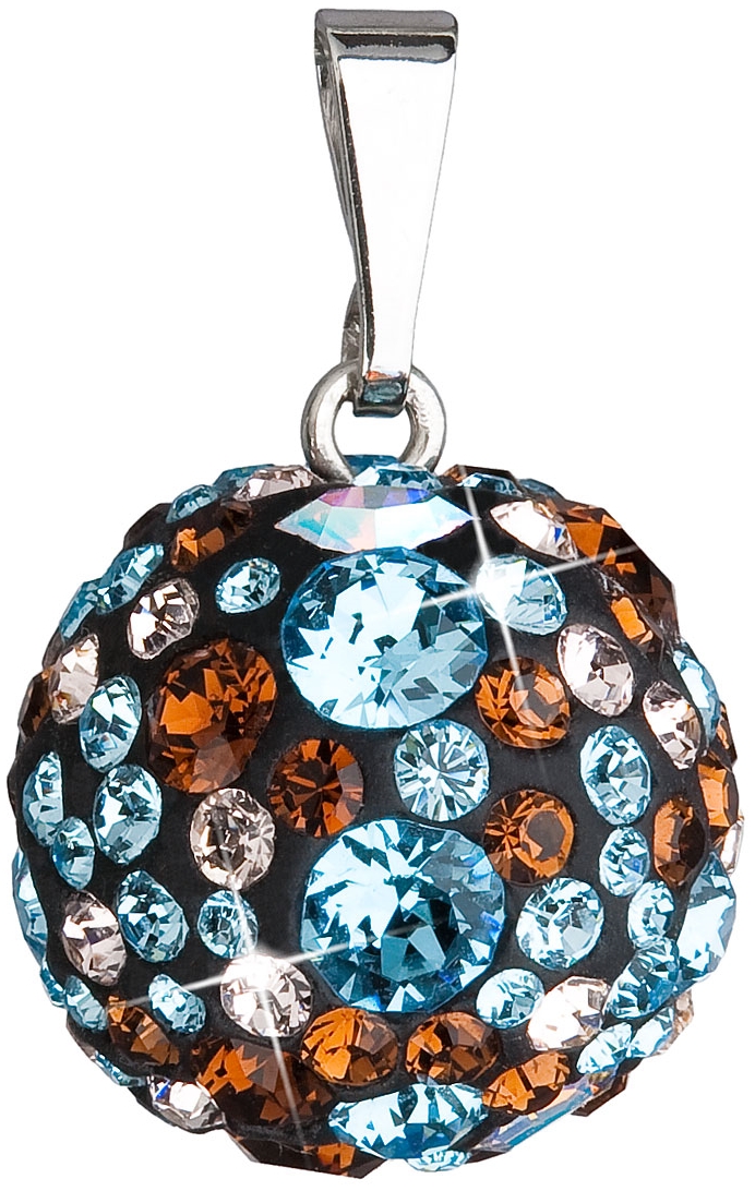 Strieborný prívesok s krištálmi Swarovski mix farieb okrúhly 34081.3 aqua