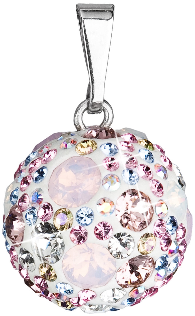 Strieborný prívesok s krištálmi Swarovski mix farieb okrúhly 34081.3 magic rose