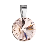 Strieborný prívesok s krištáľmi Swarovski hnedý okrúhly-rivoli 34112.3