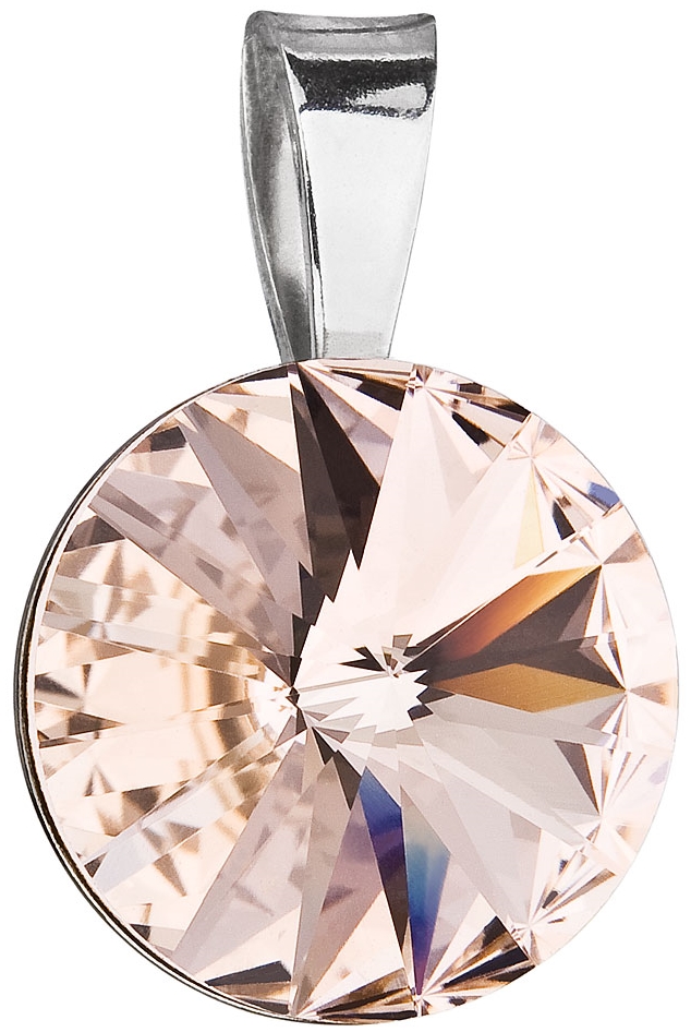 Strieborný prívesok s krištáľmi Swarovski hnedý okrúhly-rivoli 34112.3