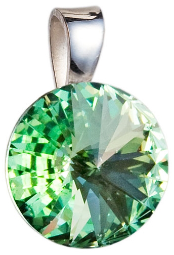 Strieborný prívesok s krištáľmi Swarovski zelený okrúhly-rivoli 34112.3