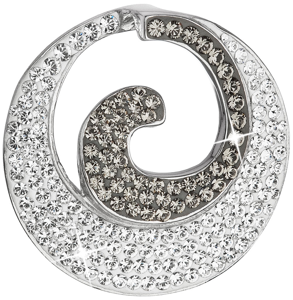 Strieborný prívesok s krištáľmi Swarovski šedý okrúhly 34186.3