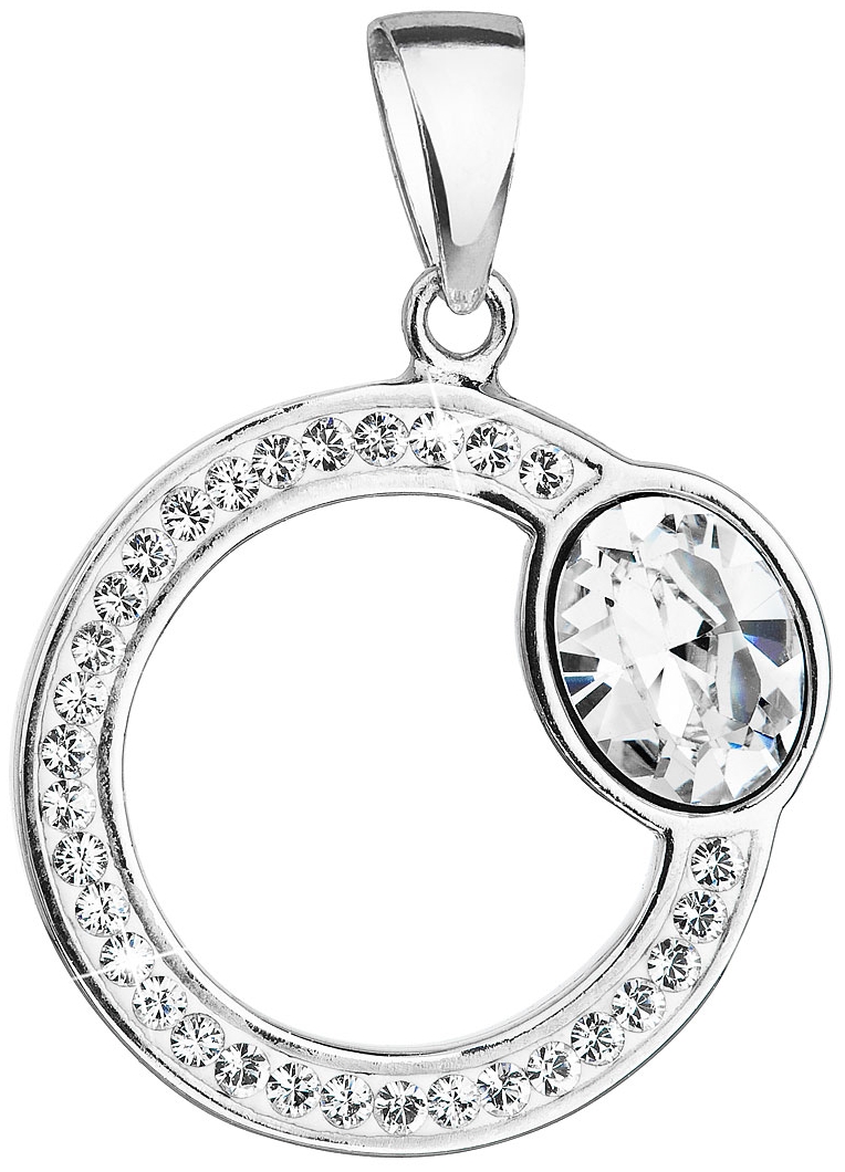 Strieborný prívesok s krištáľmi Swarovski biely kruh 34215.1