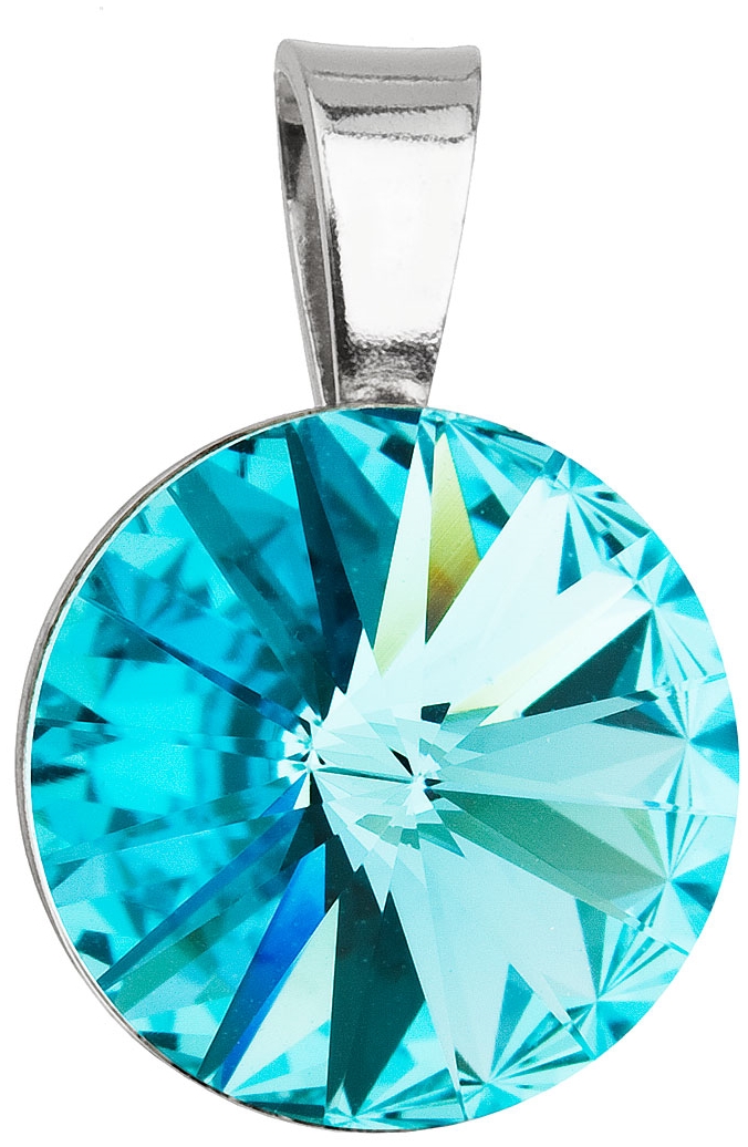 Strieborný prívesok s krištáľmi Swarovski modrý okrúhly-rivoli 34112.3 light turquoise