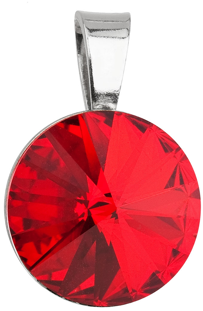 Strieborný prívesok s krištáľmi Swarovski červený okrúhly-rivoli 34112.3