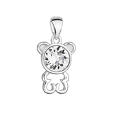 Strieborný prívesok s krištálom Swarovski biely medvedík 34229.1
