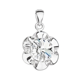 Strieborný prívesok s krištálom Swarovski biela kytička 34230.1