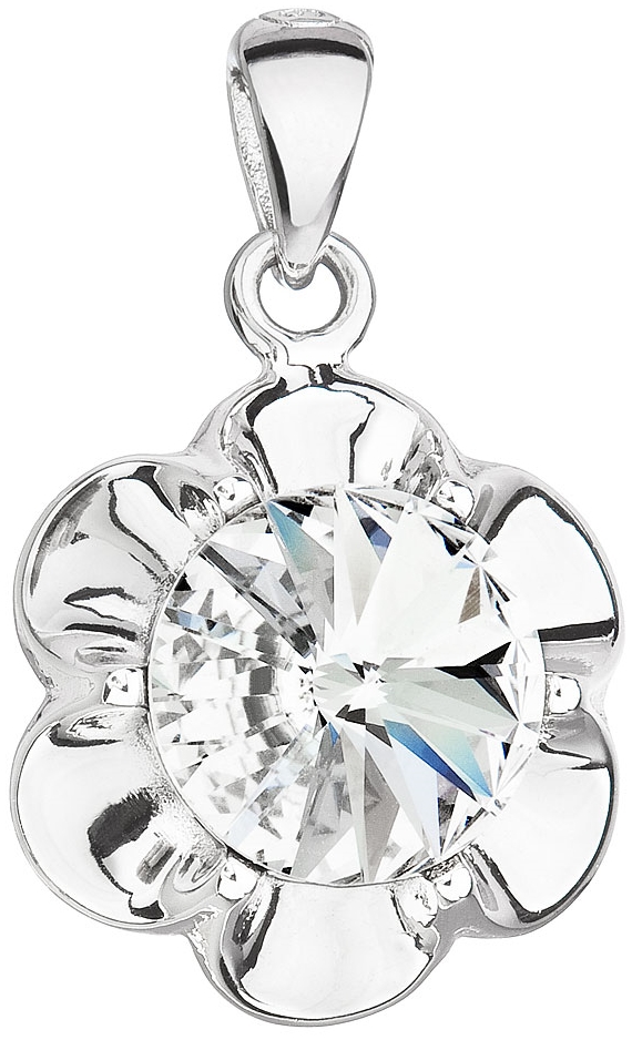 Strieborný prívesok s krištálom Swarovski biela kytička 34230.1