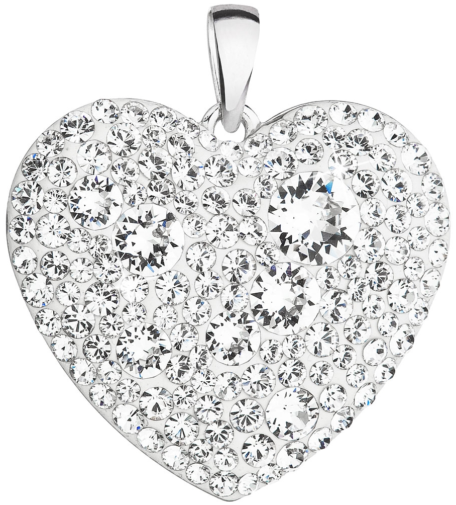 Strieborný prívesok s krištáľmi Swarovski biele srdce 34243.1