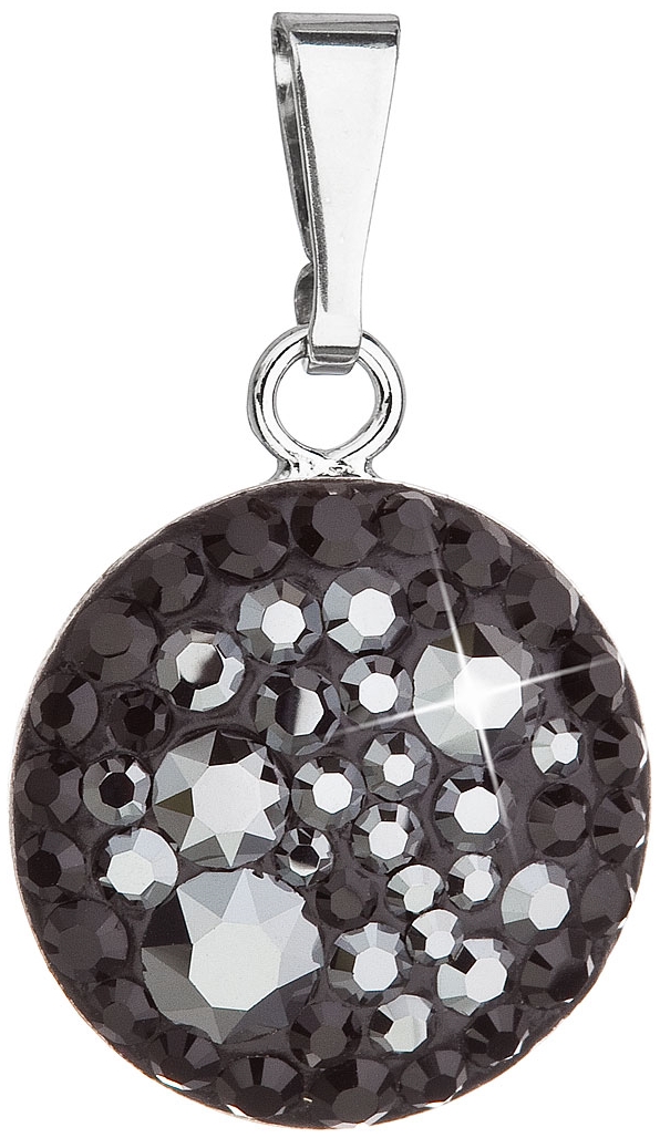 Strieborný prívesok s krištálmi Swarovski čierny okrúhly 34225.5 hematite