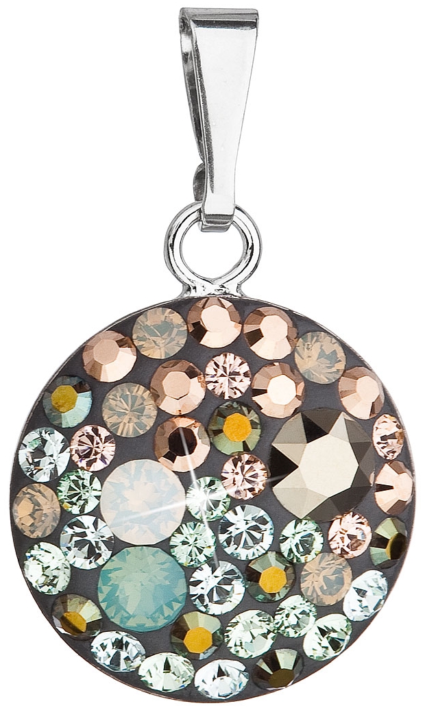 Strieborný prívesok s krištálmi Swarovski mix farieb okrúhly 34225.4 chameleon