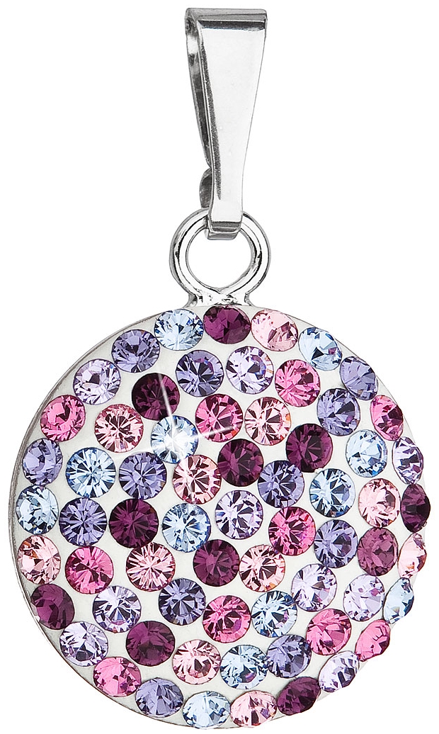 Strieborný prívesok s krištálmi Swarovski mix fialové okrúhly 34225.3